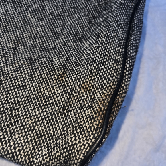 Kate Spade Tweed Gray Black Patent Leather Chain Link Shoulder Tote - Picture 6 of 10